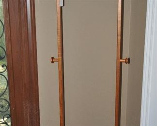 Amazing rare 65”h Mid Century Mobler teak coat rack.