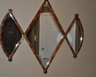 Exquisite Art Deco Macassar Ebony Mirror c. 1940’s, 44.5”w x 38”h