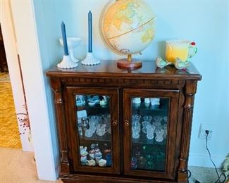 Mahogany Curio Cabinet, Antique Thimbles, Antique Toothpick Holders and More 