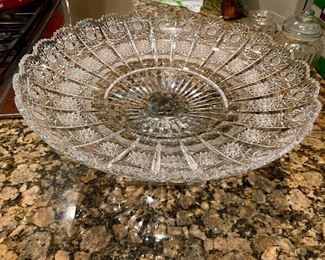 Signed Hawkes cut glass large footed compote