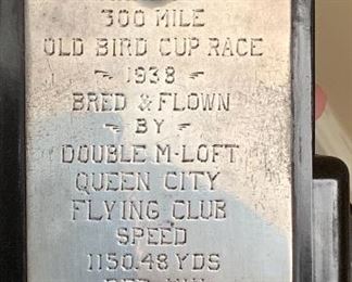 1938 pigeon racing trophy - Queen City racing club
