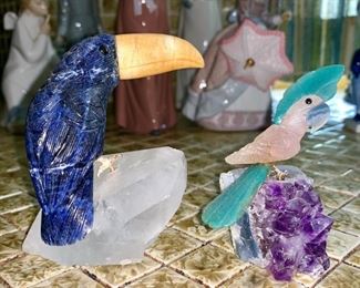 Carved quartz birds