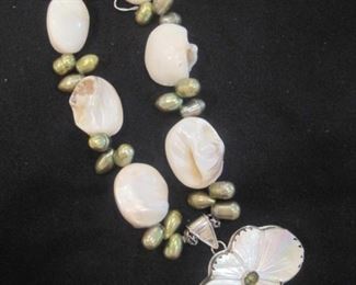 Sterling, Pearls and Semi Precious Necklace.