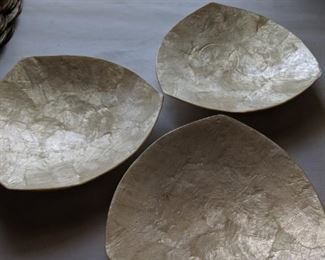 LARGE CAPIZ GENUINE SHELL-CRAFT PLACEMATS and Bowls