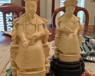 VINTAGE CHINESE EMPEROR EMPRESS STATUES