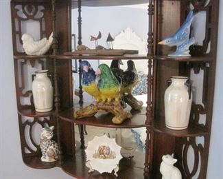 Corner Shelf. Vintage Birds & Cats.