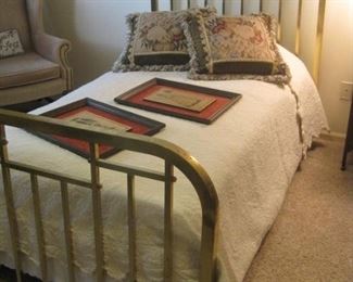 A pair of Art Deco Twin Brass Beds.