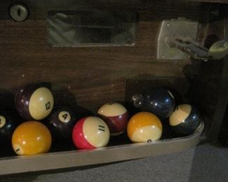 Coin Operated Pool Table (8 foot) with accessories.