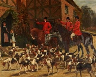 G. D. Rowlandson Greyhound Inn Fox Hunt Painting
