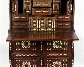 18th Century Bone Inlaid Spanish Vargueno Desk