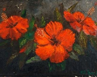 Exhibited A. E. Beanie Backus Hibiscus Painting