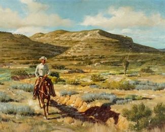 1967 Mark Storm Texas Cowboy in Landscape