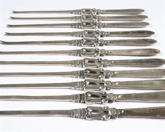Ten Georg Jensen Silver Acorn Lobster Picks
