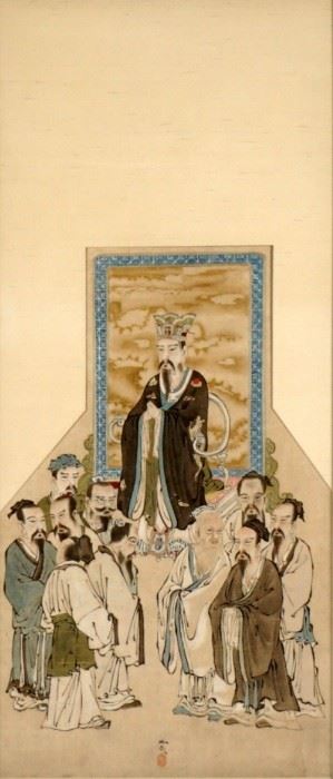 Japanese Edo Period Confucius Silk Scroll