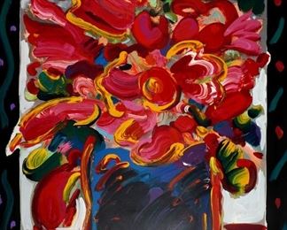 1995 Peter Max Mixed Media Flowers