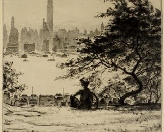 Martin Lewis From Hoboken Heights Drypoint Etching