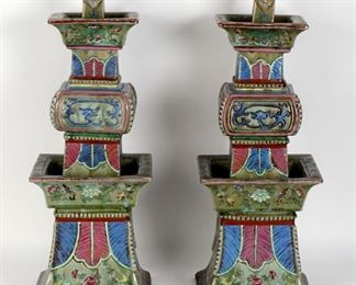 Impressive Pair Tongzhi Marked Chinese Candlesticks