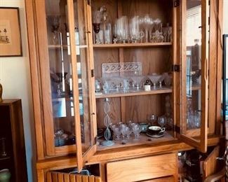 Mid Century China Cabinet Loaded with Vintage Glassware