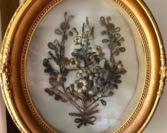 Victorian Mourning Hair Art in Shadowbox