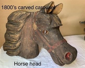 1800’s carved carousel horse head