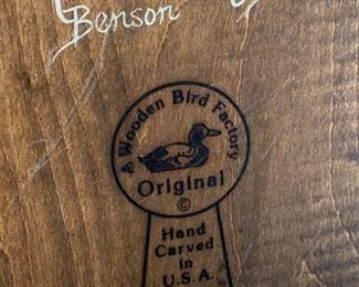 Wooden Bird Factory Original; Pheasant signed G. Benson 1983