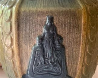 Danish urn with cover. Den Sonderjydske Vase made by Ove Jorgensen. The words say, “Don’t give up, One morning the sun will raise to freedom!”