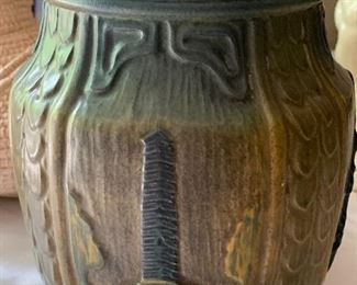 Danish urn with cover. Den Sonderjydske Vase made by Ove Jorgensen. The words say, “Don’t give up, One morning the sun will raise to freedom!”