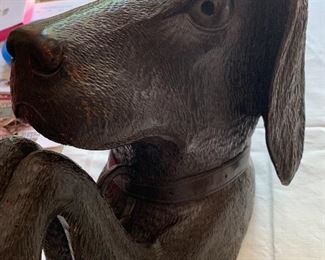 Antique Victorian carved dog head that mounts on the wall 