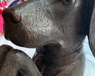 Antique Victorian carved dog head that mounts on the wall 