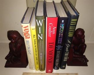 Book selections; monkey bookends