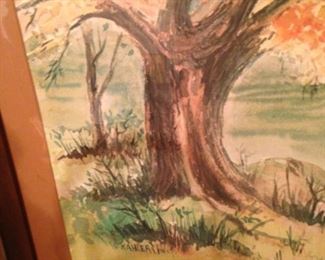 Framed watercolor by Kahler