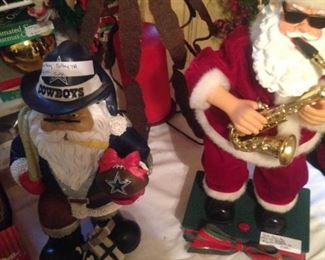 Dallas Cowboy Santa and Saxophone Santa