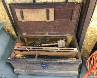 Tool chest with vintage tools