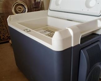 Oooohhhh...yeah...this is cool.  No pun intended.  Can be used in the car or the back yard because it has an electric adapter or a USB Port, Great for road trips. Its a Car Refrigerator!!!!