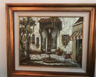 Signed Parisian Street scene