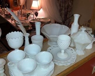 Great price on this assortment of milk glass 