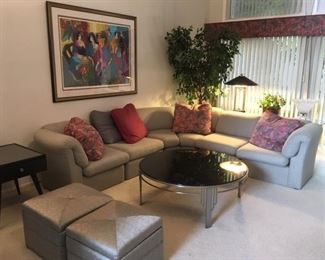 Curved Sectional Sofa & round "Deco" Coffee Table