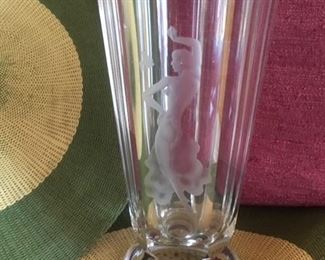 Orrefors - etched nude dancer circa 1940's