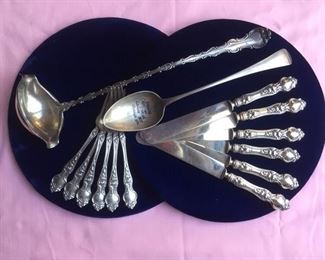 "Strasbourg" Sterling Punch Ladle, 1803 Georgian Dressing Spoon & Wallace Sterling's "Violet"