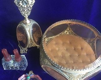 Mattson & Stylebuilt Dresser pieces. Small intaglio & enameled basket