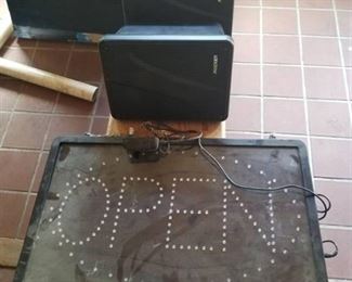 Open Sign With 2 Speakers