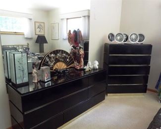 Black lacquer dressers by Bassett