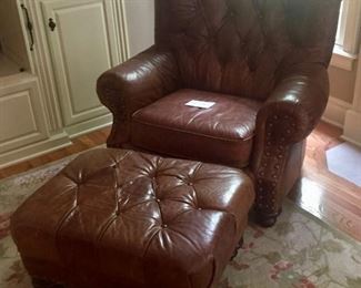 Overstuffed Chair and Ottoman