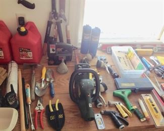 Electric Hedge Trimmer, Gas Cans, & Tools etc...