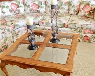 Sectional Sofa and Wood/Glass Cocktail Table