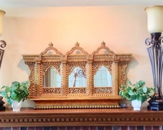 2 Torchiere  Lamps and Cathedral Style Mirror