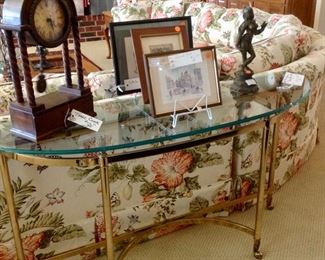 Glass/Brass Sofa Table