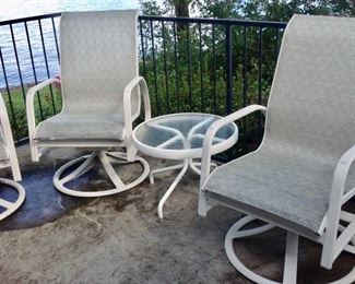 Patio furniture- 4 of these White Metal Swivel Rockers