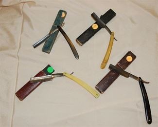 Antique straight blades in original cases
