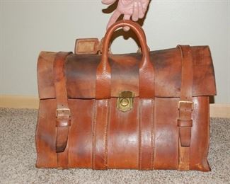 hand-made pre WWII leather travel bag